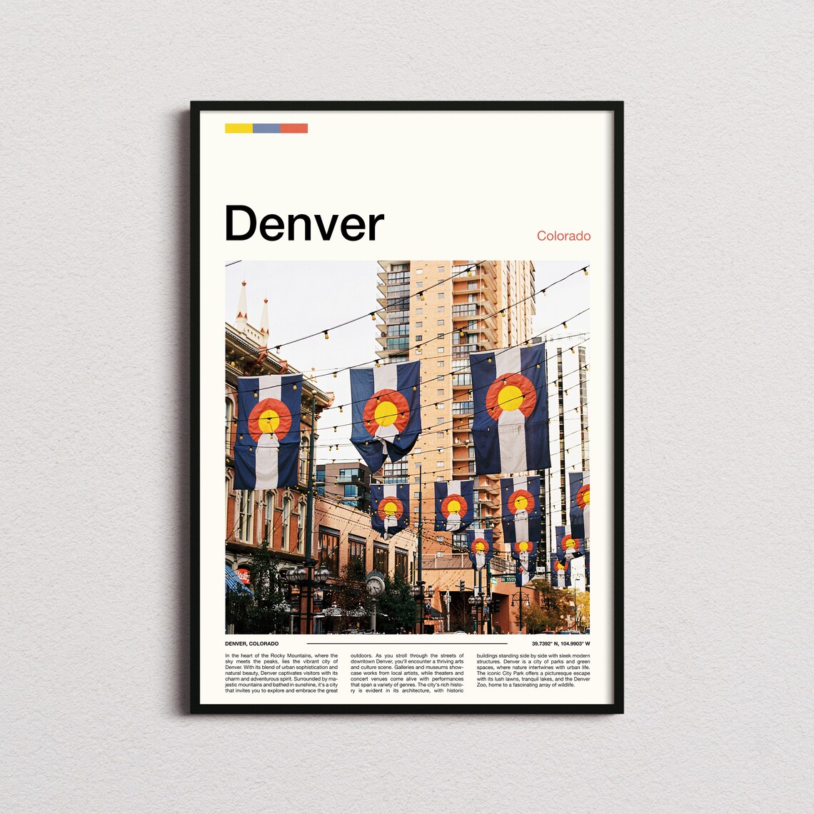 Denver Colorado Street Flags Urban Cityscape Downtown Poster