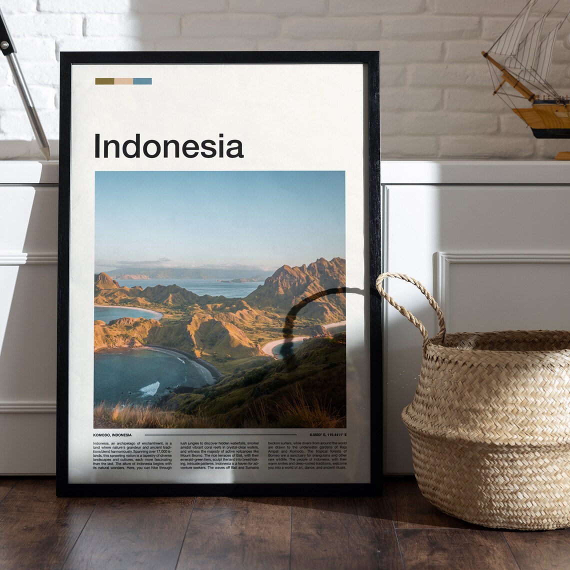 Komodo Indonesia Rugged Island Hills Ocean Coves Aerial Poster - Image 5