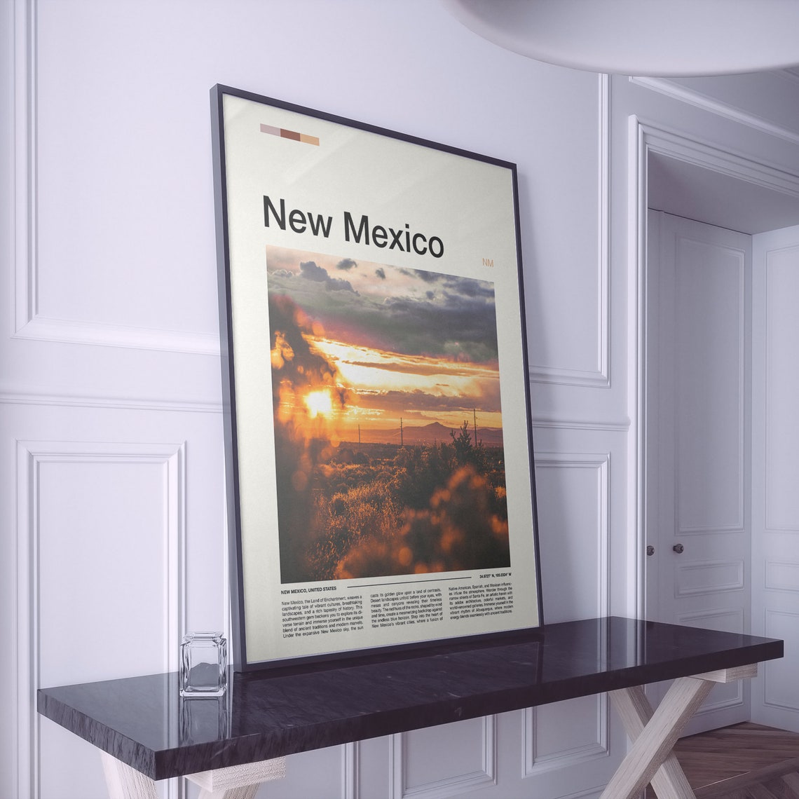 New Mexico Desert Sunset Golden Hills Bokeh Photography Poster - Image 2