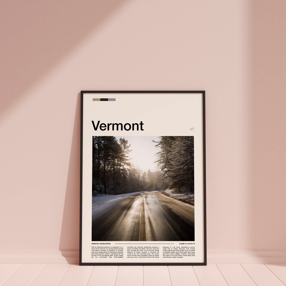 Vermont Snowy Forest Road in Winter Sunlight Nature Photography Poster - Image 4