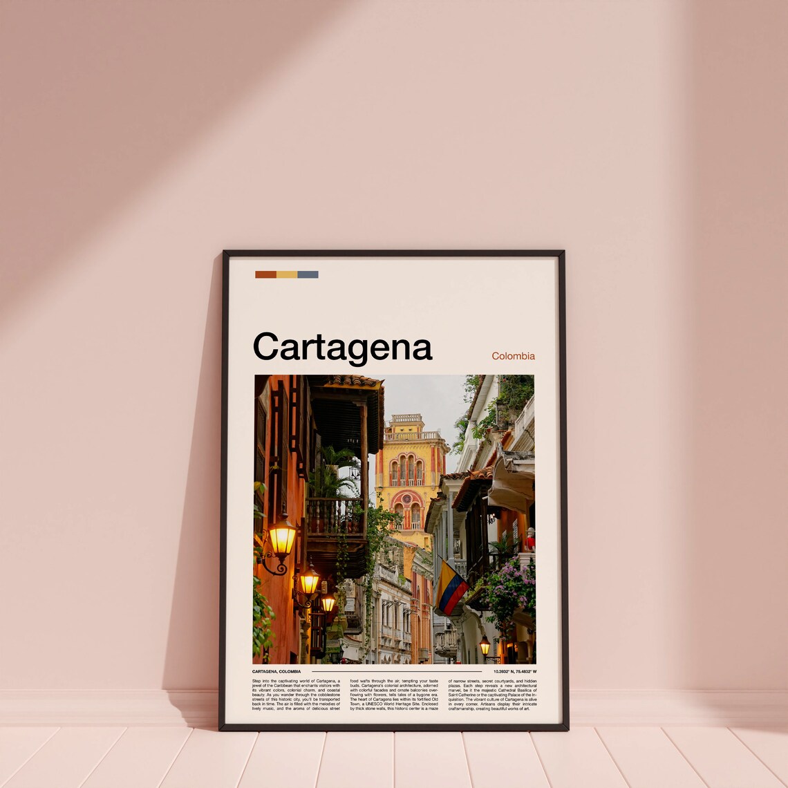 Cartagena Colombia Old Town Colonial Street Balconies Poster - Image 4