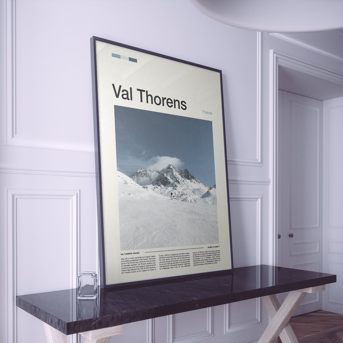 Val Thorens France Dramatic High Alpine Peak Lone Skier Snow Poster - Image 2