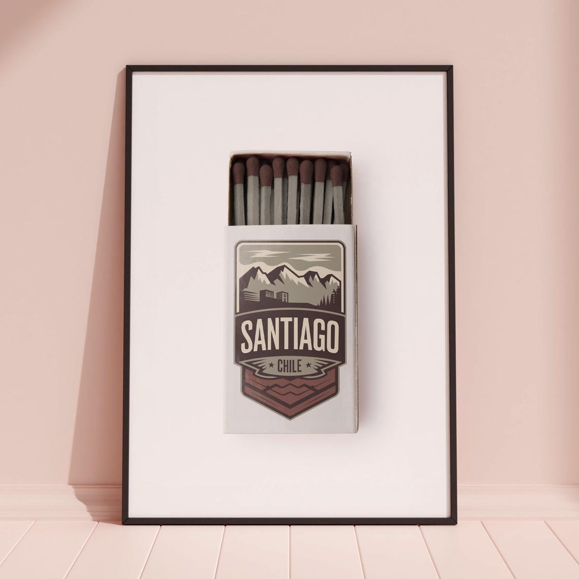Santiago Chile Vintage Matchbox Andes Mountains Travel Poster - Image 3