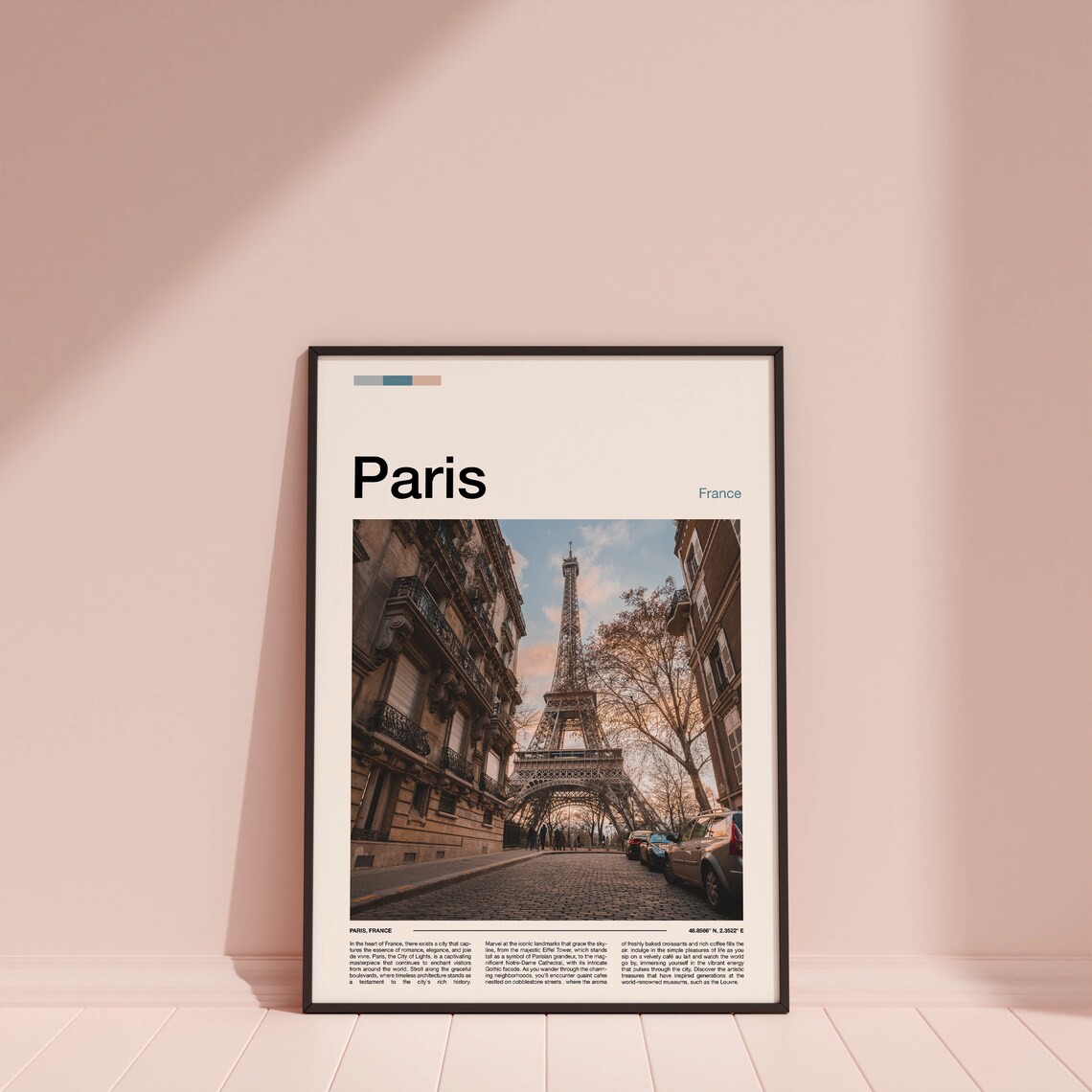 Paris France Eiffel Tower Cobblestone Street View Photo Poster - Image 4
