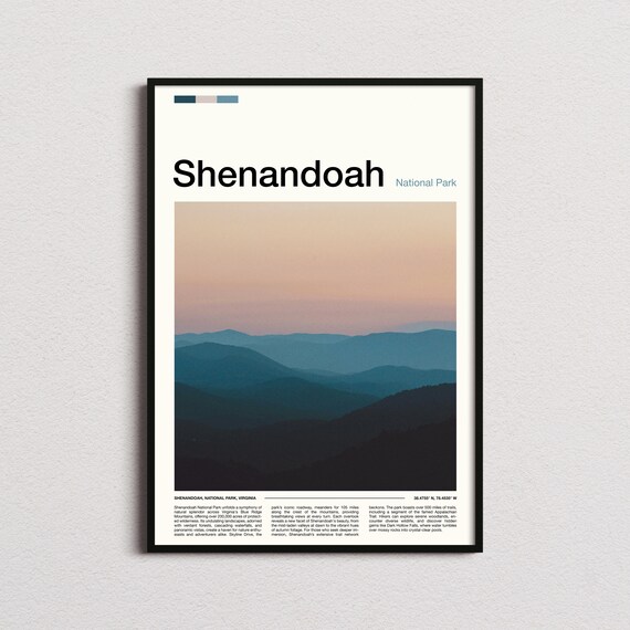 Shenandoah National Park Blue Ridge Layered Sunset Photo Poster