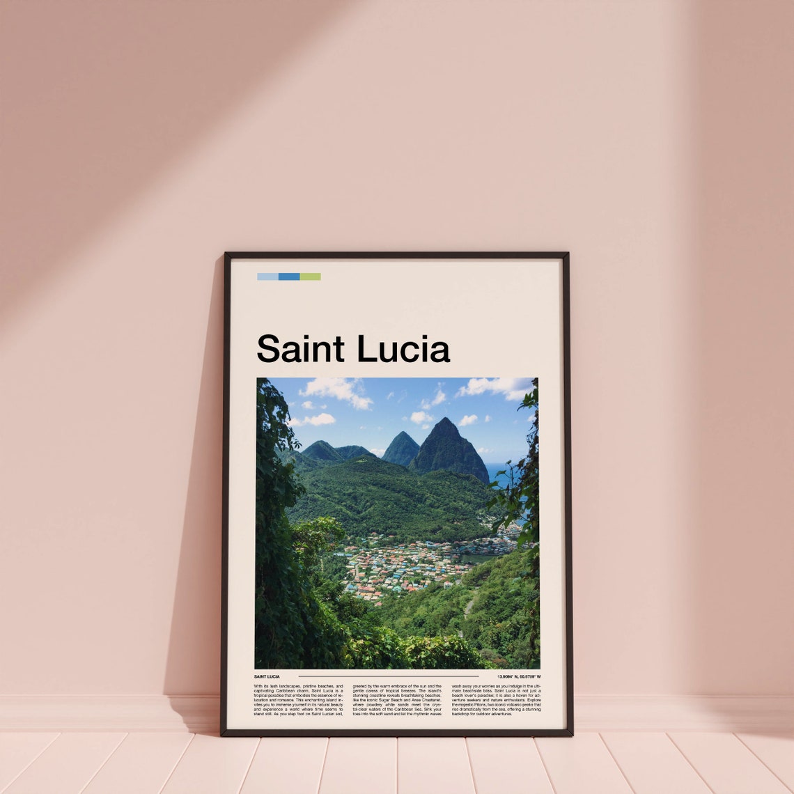 Saint Lucia Caribbean Pitons Mountains Lush Green Island View Poster - Image 4