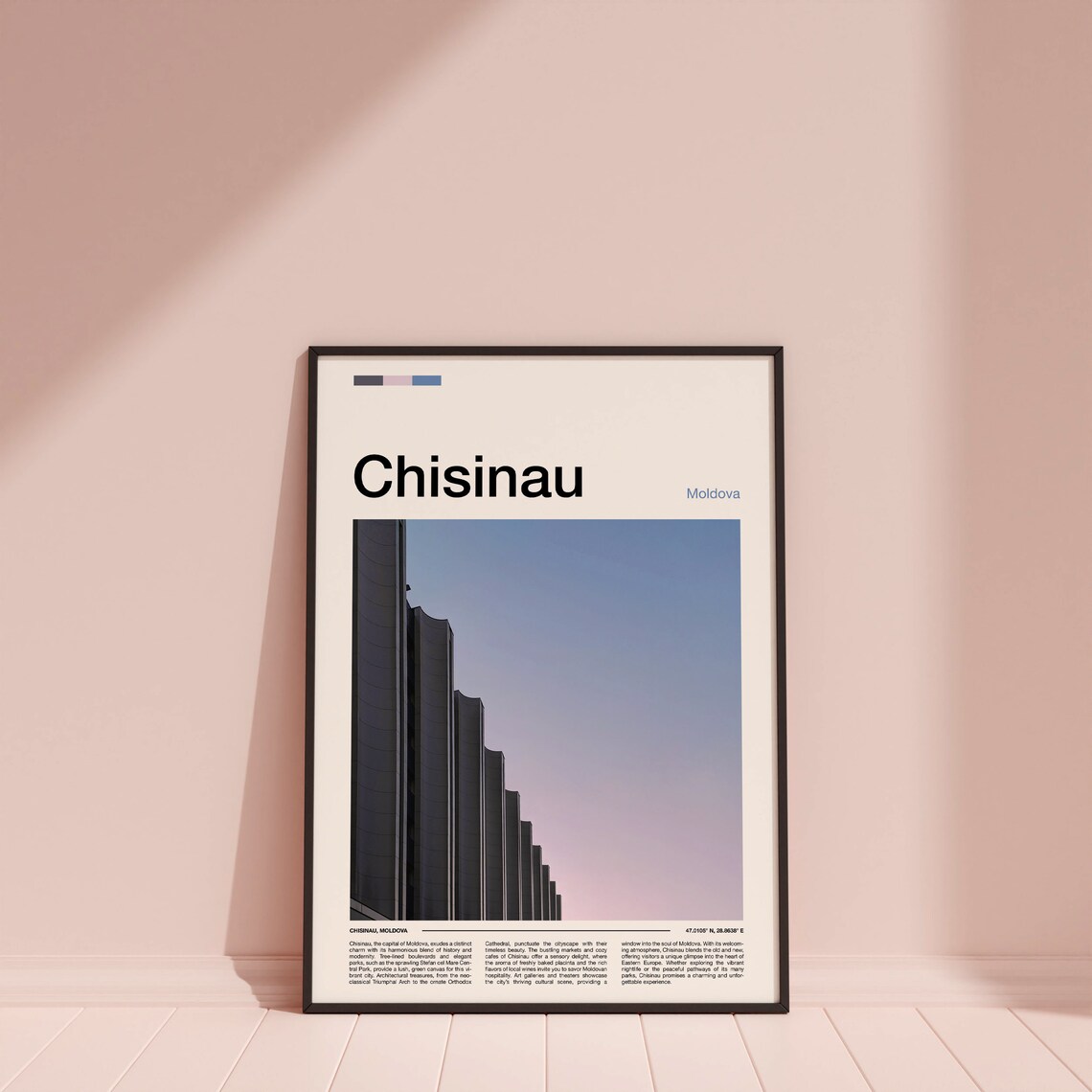 Chisinau Moldova Brutalist Stepped Concrete Architecture Travel Poster - Image 4