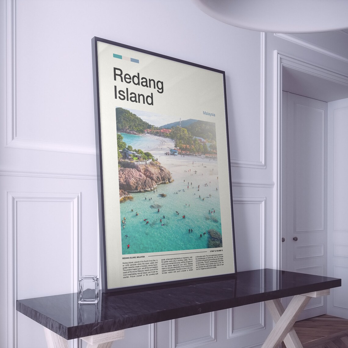 Redang Island Malaysia Aerial Beach Snorkelers Turquoise Poster - Image 2