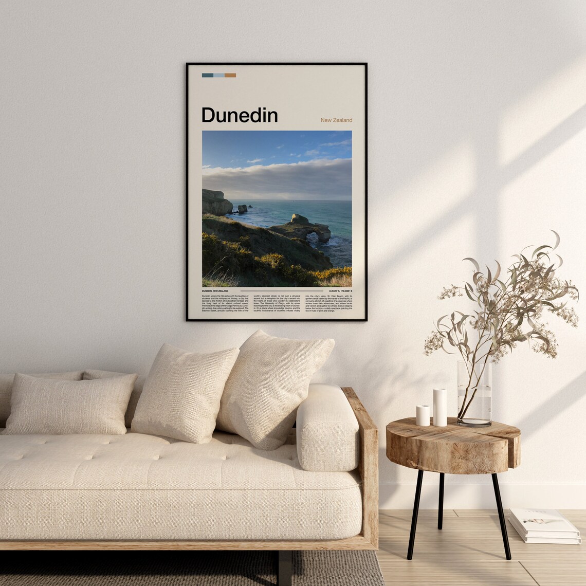 Dunedin Rugged Cliffs Wildflower Coast New Zealand Travel Poster - Image 3
