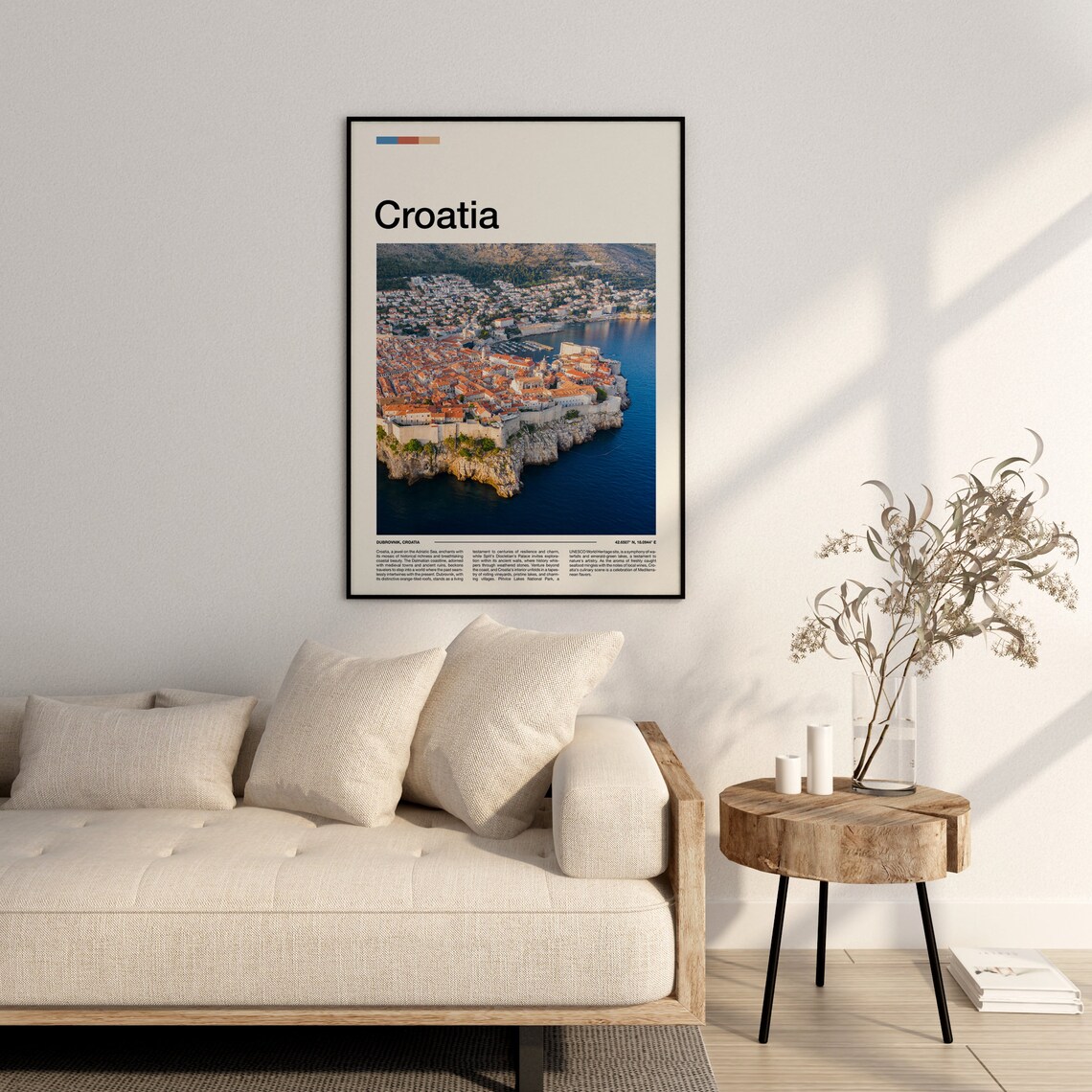 Croatia Dubrovnik Old Town Cliffside Aerial Minimalist Photo Poster - Image 4