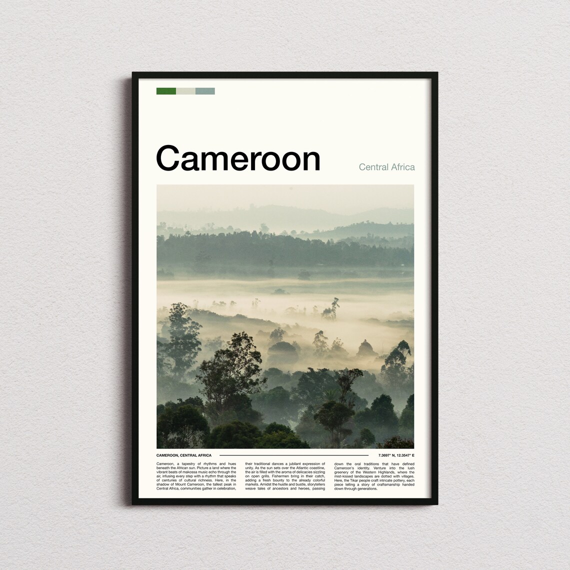 Cameroon Central Africa Misty Rainforest Dawn Landscape Photography Poster