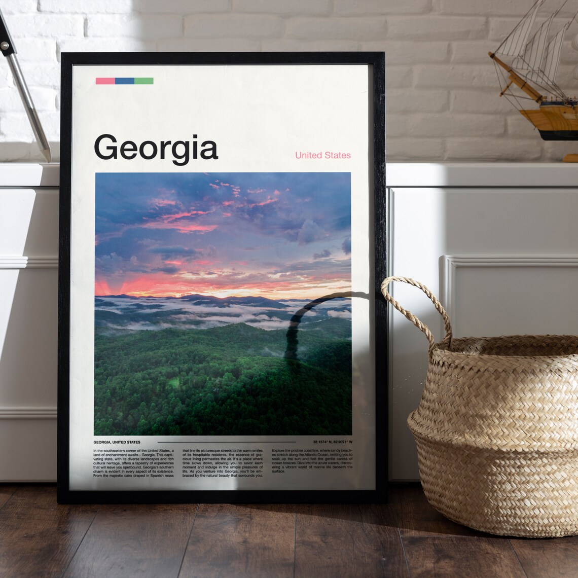 Georgia Blue Ridge Mountains Sunrise Mist Forest View Poster - Image 5