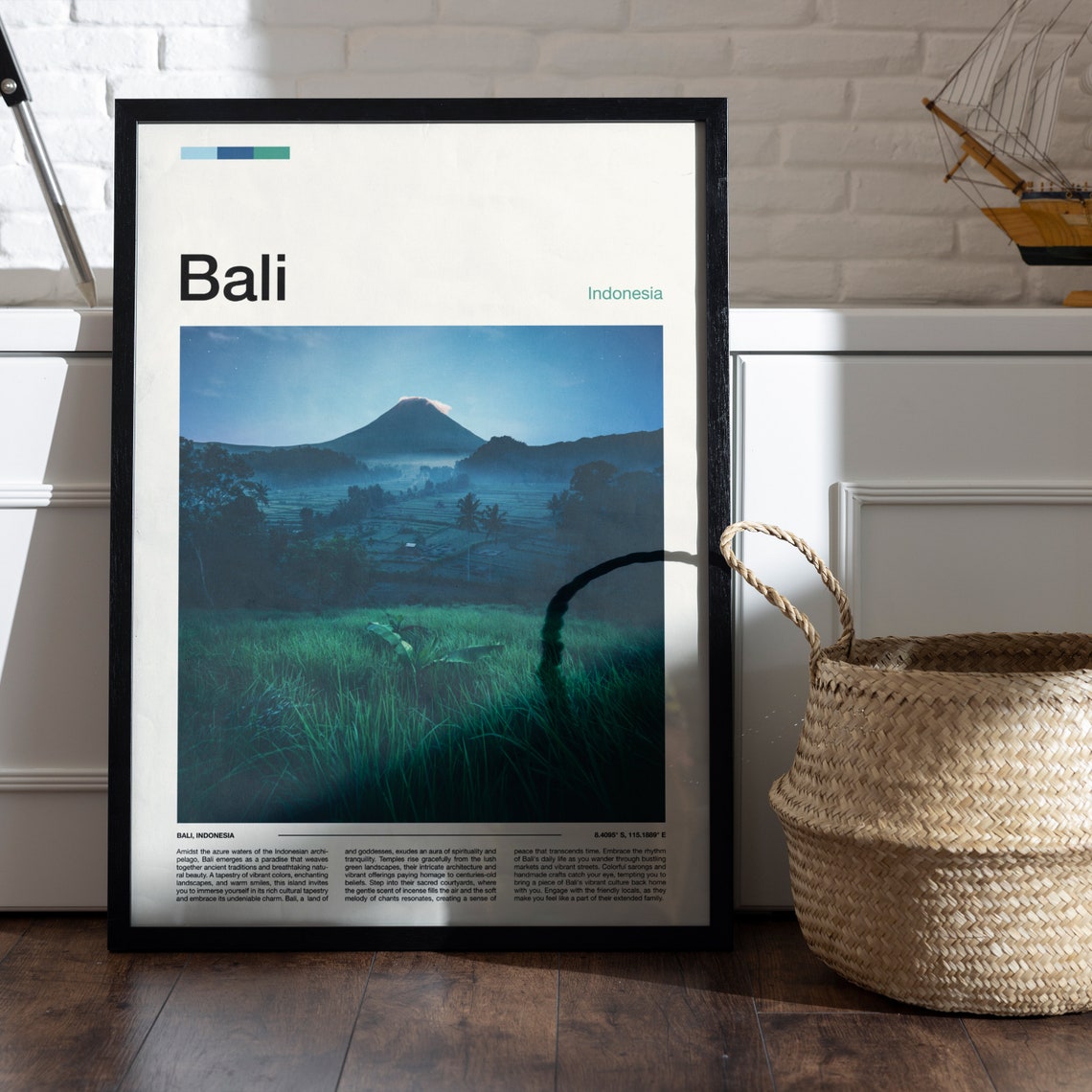 Bali Indonesia Volcano Rice Terrace Dawn Misty Landscape Poster - Image 5