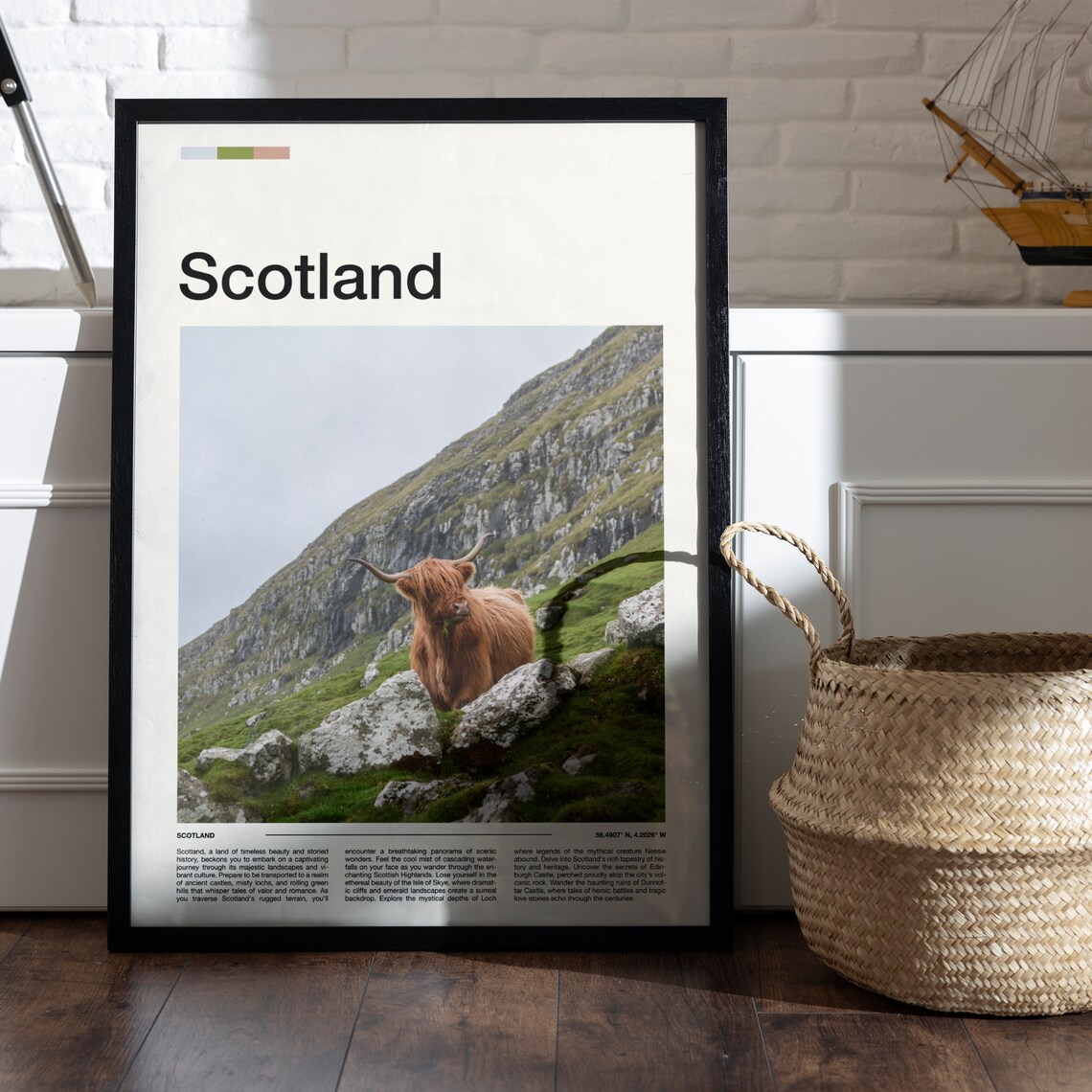 Scotland Highland Cow Rugged Mountain Valley Nature Photo Poster - Image 4