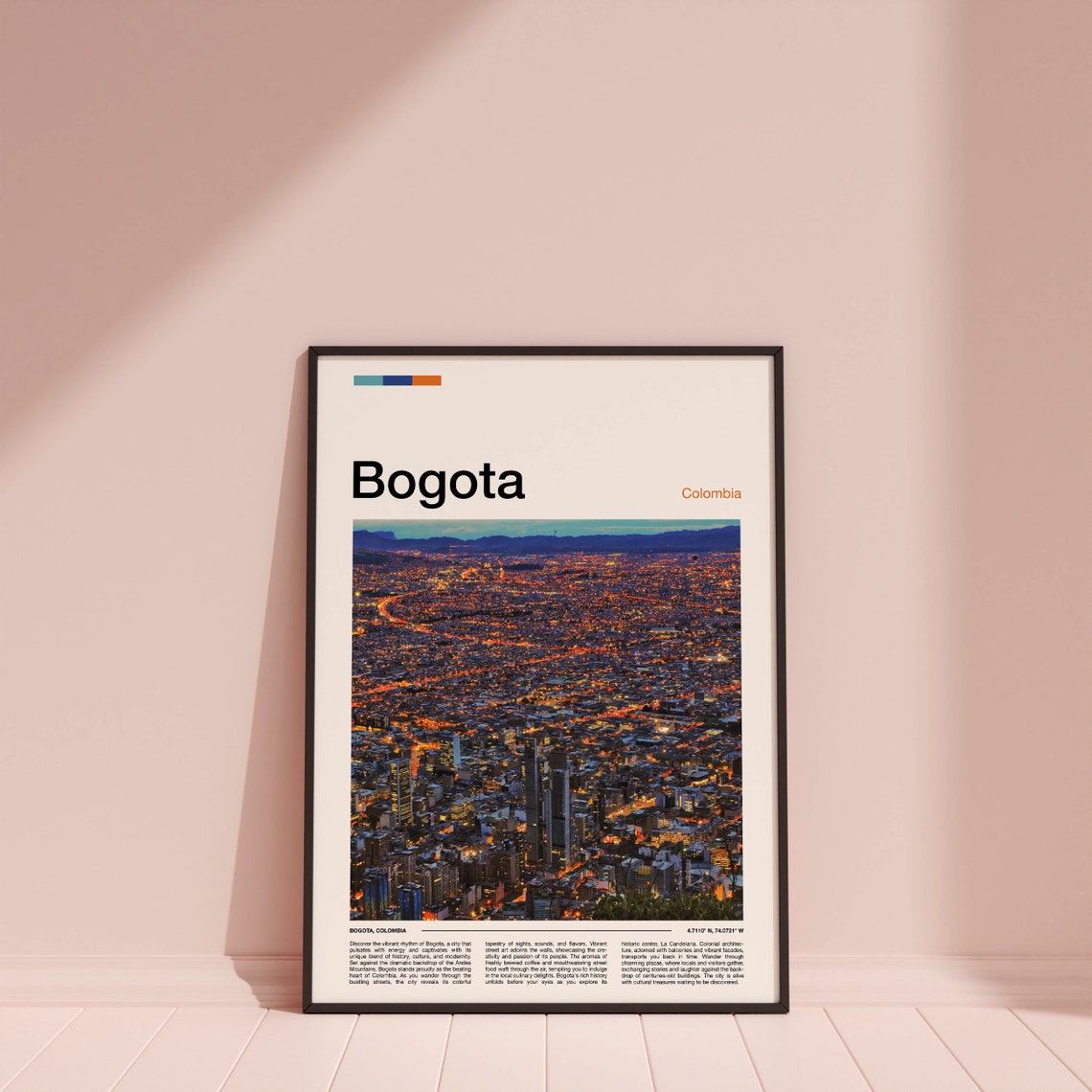 Bogota Colombia Night City Lights Panorama Aerial View Poster - Image 4