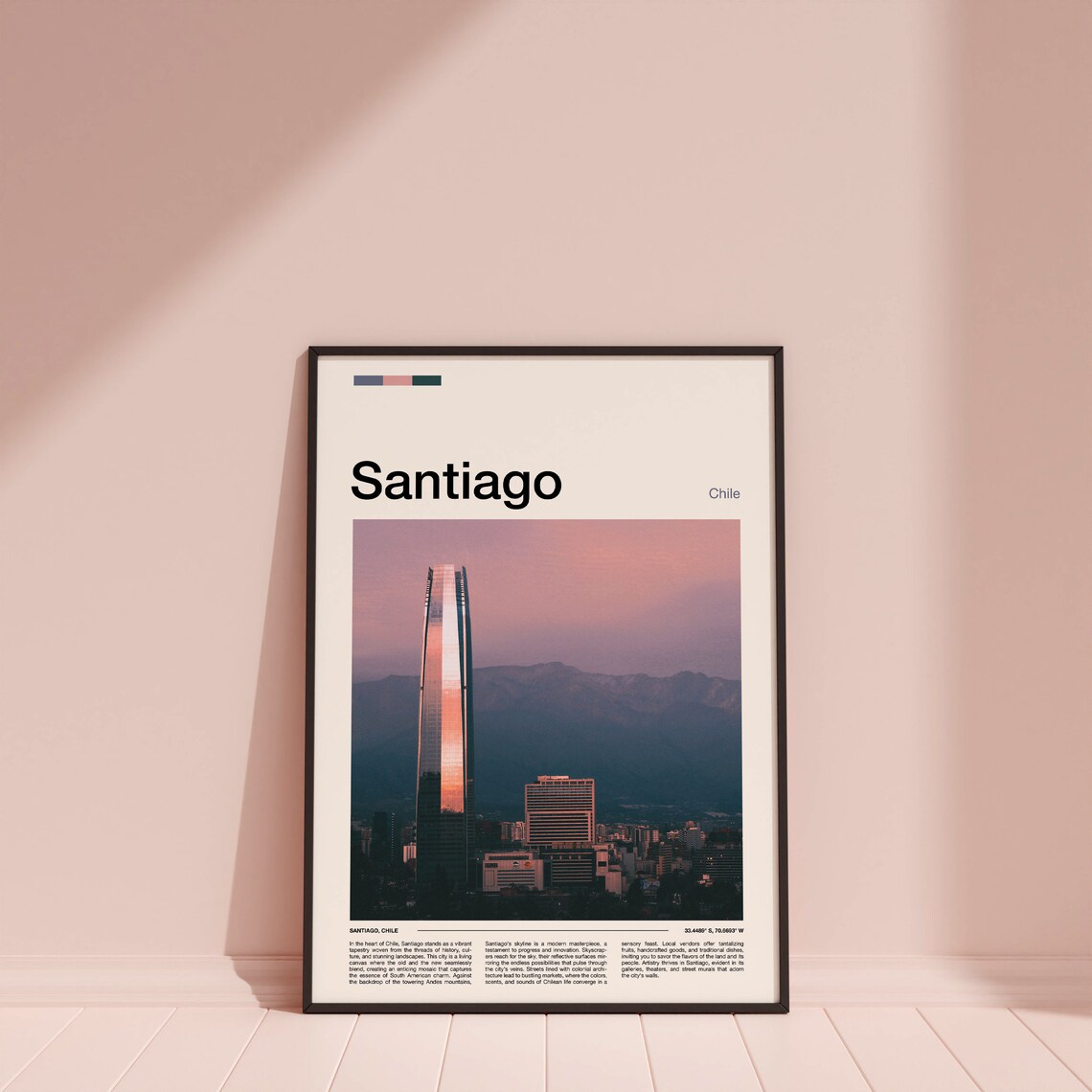 Santiago Print Chile Poster Santiago Wall Art Santiago Art Print Santiago Photo Santiago Travel Gifts - Image 3