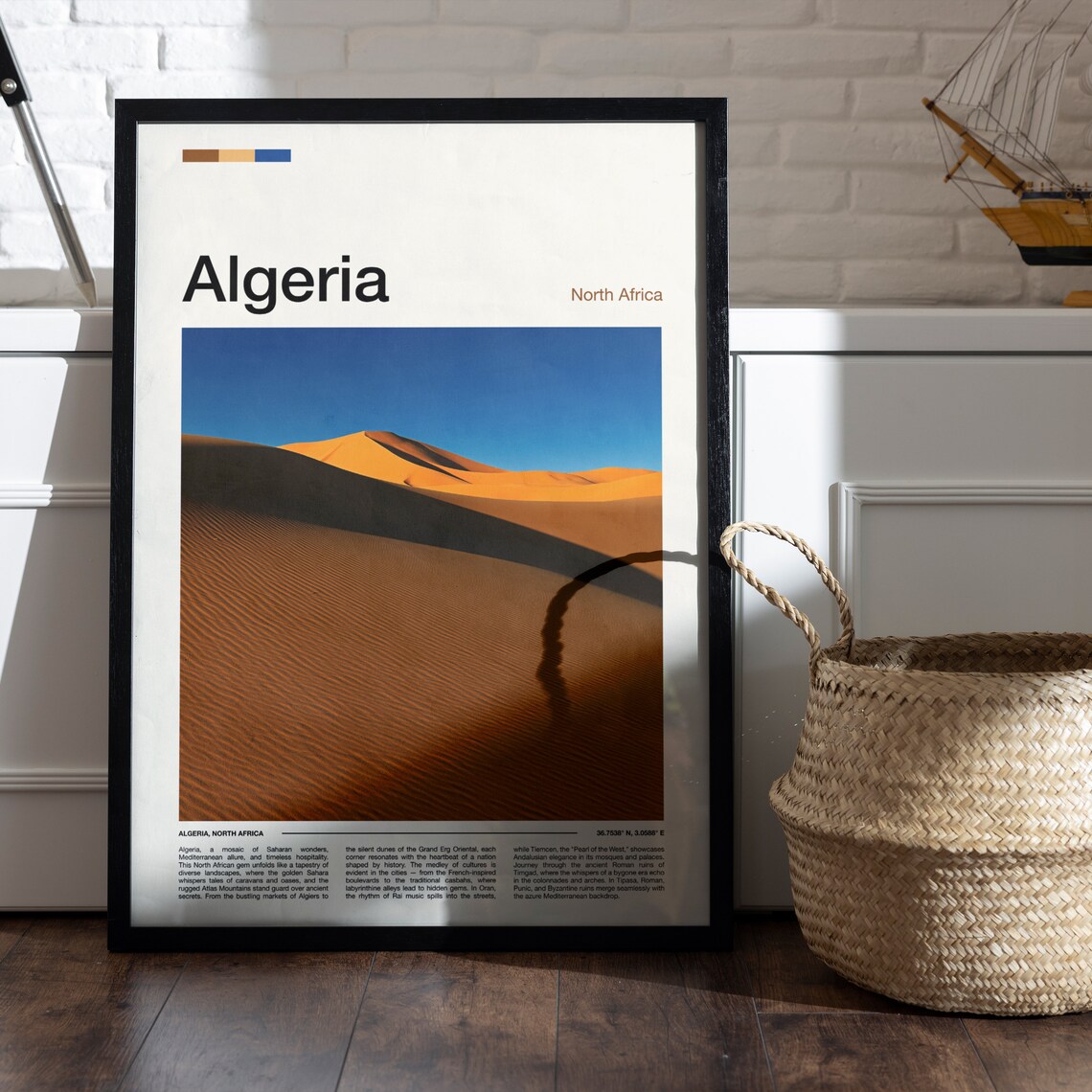 Algeria Sahara Desert Golden Sand Dunes Landscape Photography Poster - Image 5