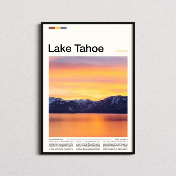 Lake Tahoe Print Lake Tahoe Poster Lake Tahoe Wall Art California Art Print Lake Tahoe Photo