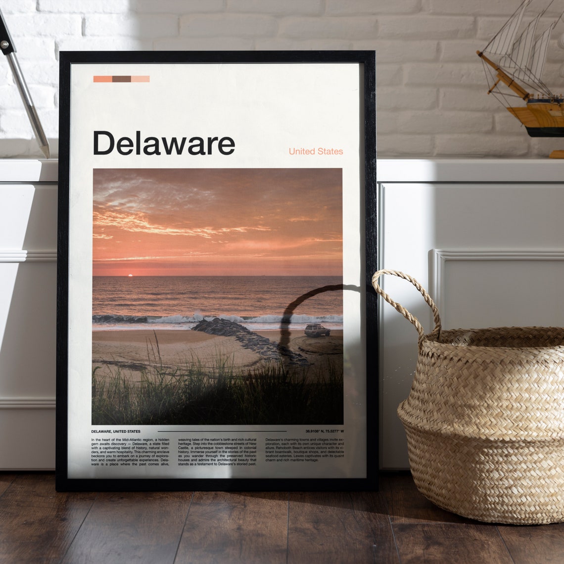 Delaware Beach Sunset Atlantic Ocean Rock Jetty Golden Hour Poster - Image 4