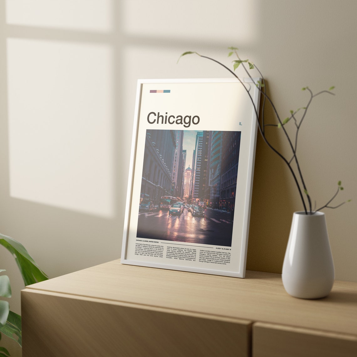 Chicago Illinois Downtown Street Canyon City Lights Travel Poster - Image 2