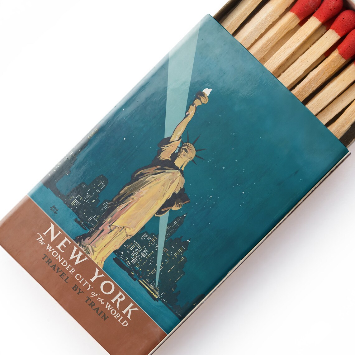 New York Statue of Liberty Vintage Matchbox Retro Skyline Poster - Image 4