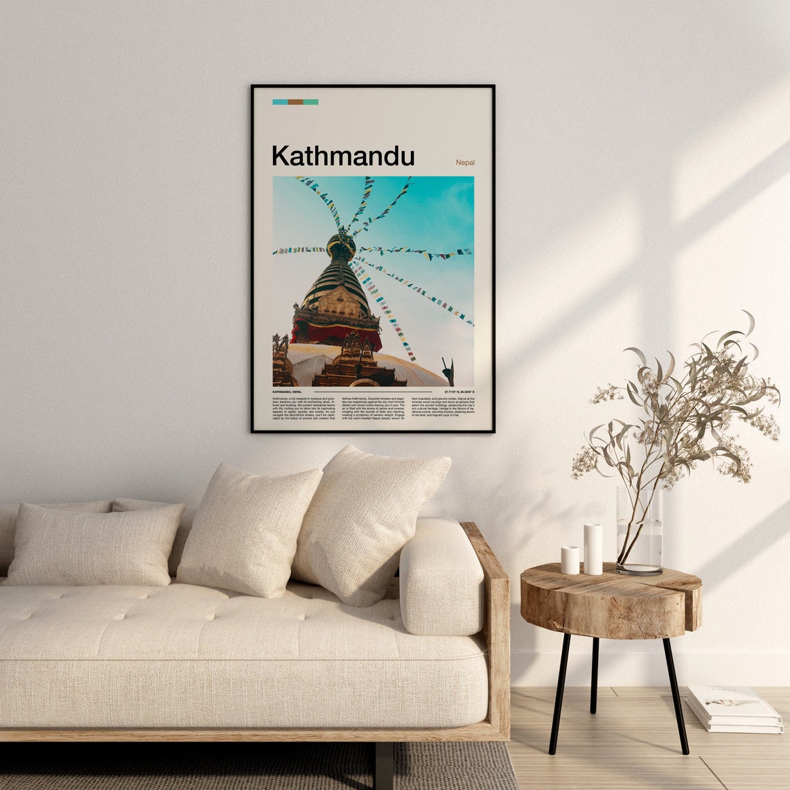 Kathmandu Nepal Boudhanath Stupa Prayer Flags Buddhist Temple Poster - Image 2