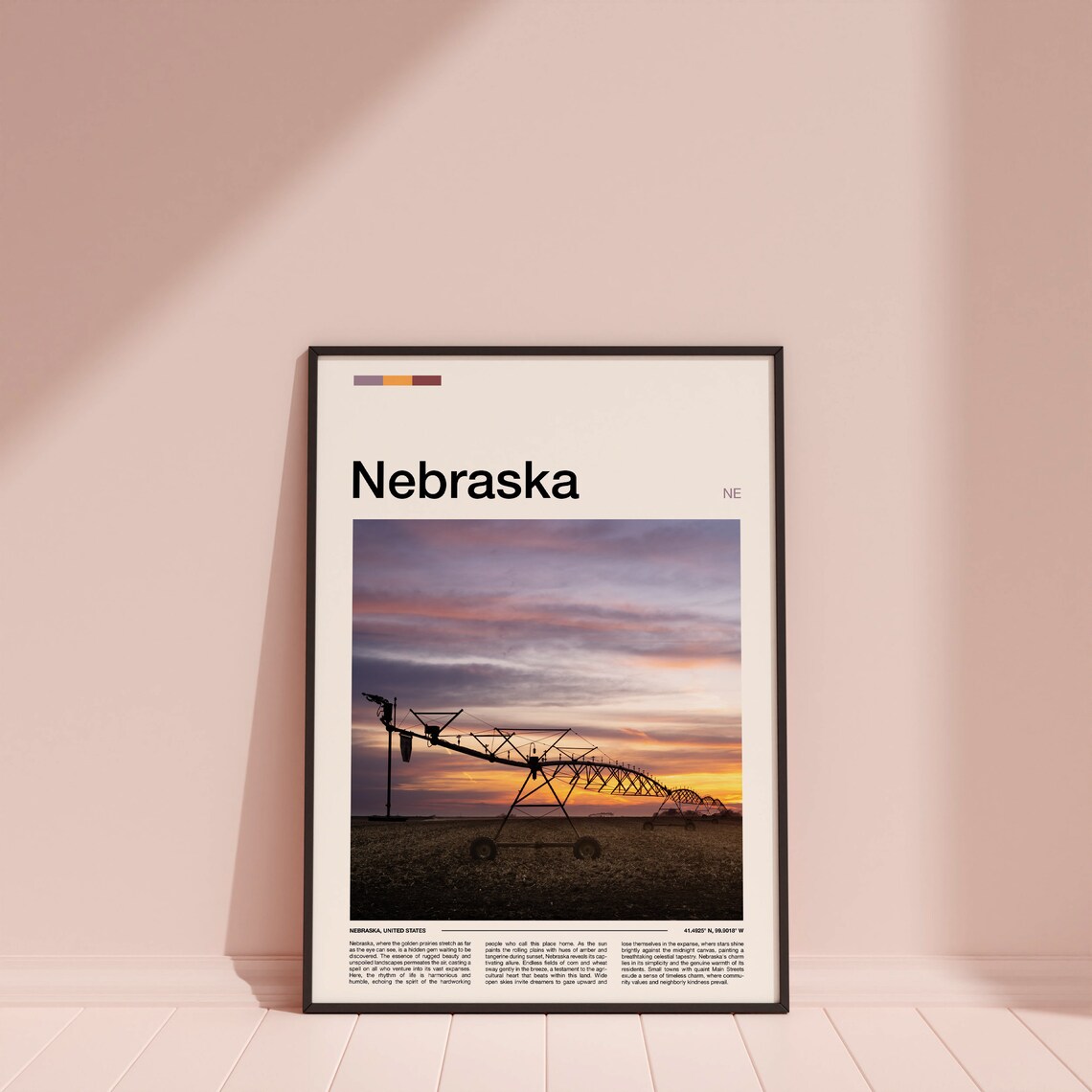 Nebraska Center Pivot Irrigation Sunset Prairie Farm Art Poster - Image 4