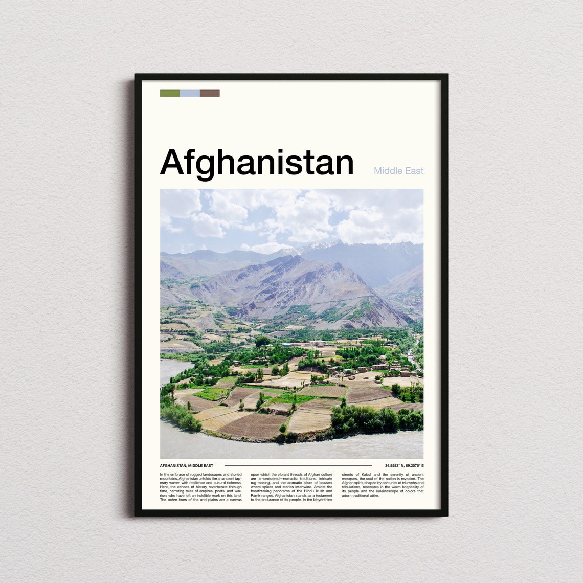 Afghanistan Rugged Mountain Valley Village Terraced Landscape Poster