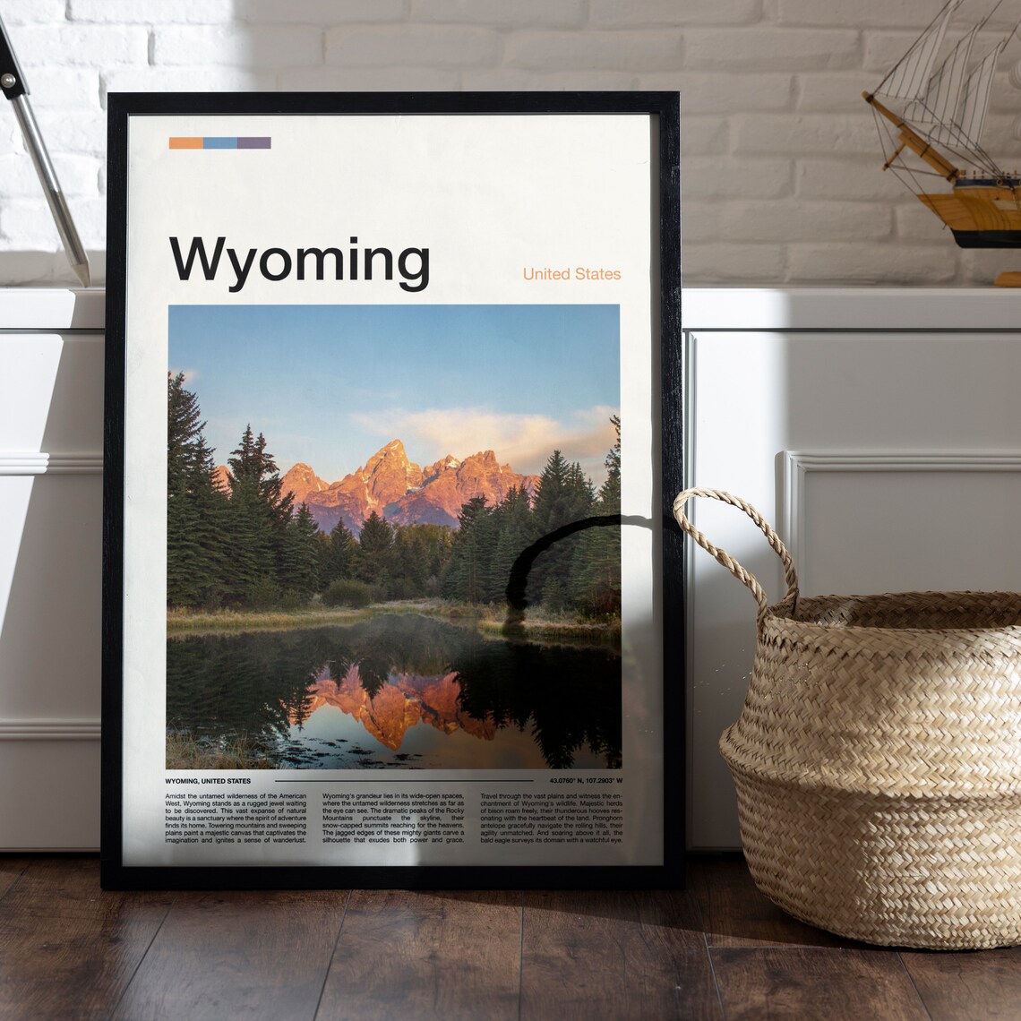 Wyoming Scenic Grand Teton Mountains Lake Reflection Sunrise Poster - Image 5