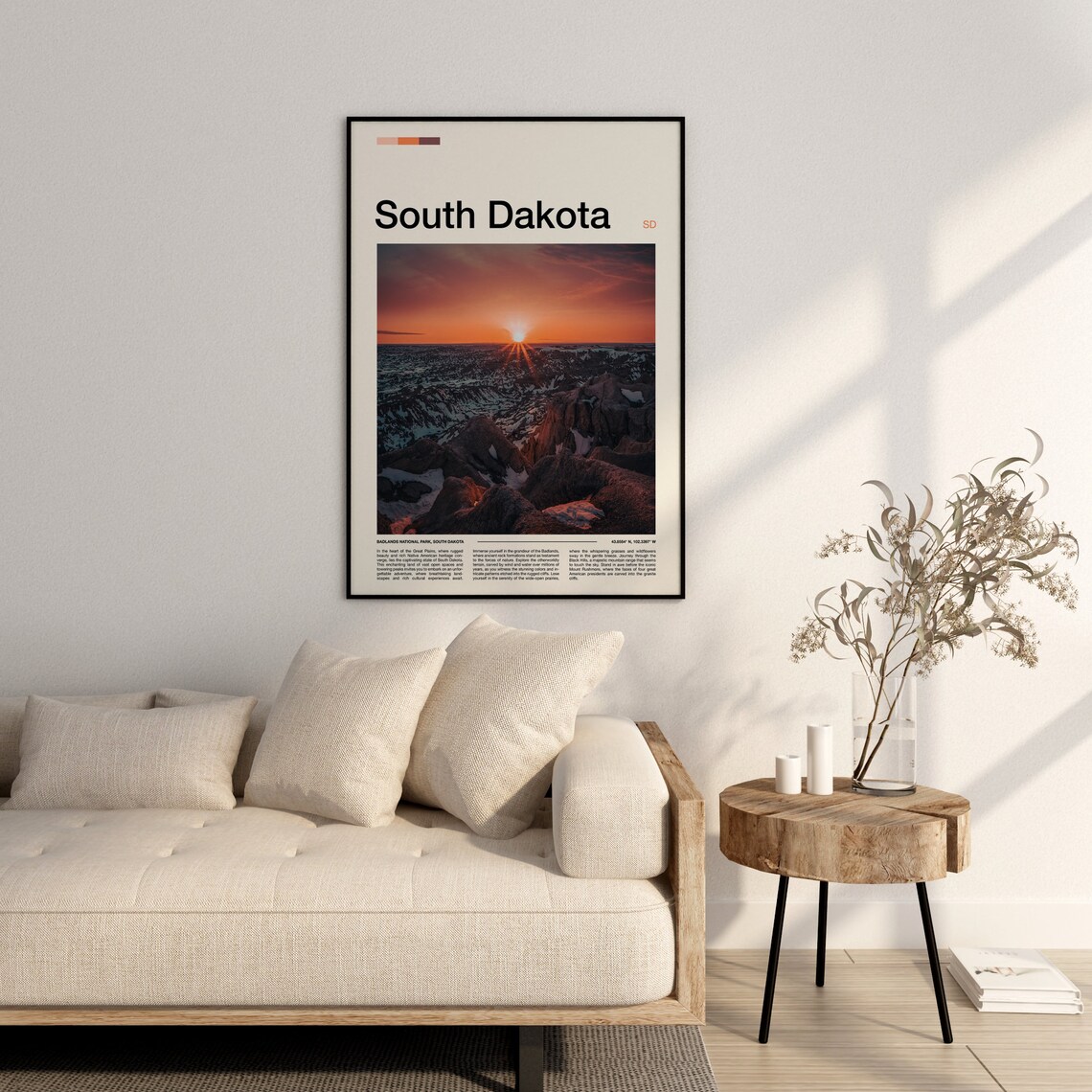 South Dakota Badlands National Park Winter Canyon Sunrise Poster - Image 3