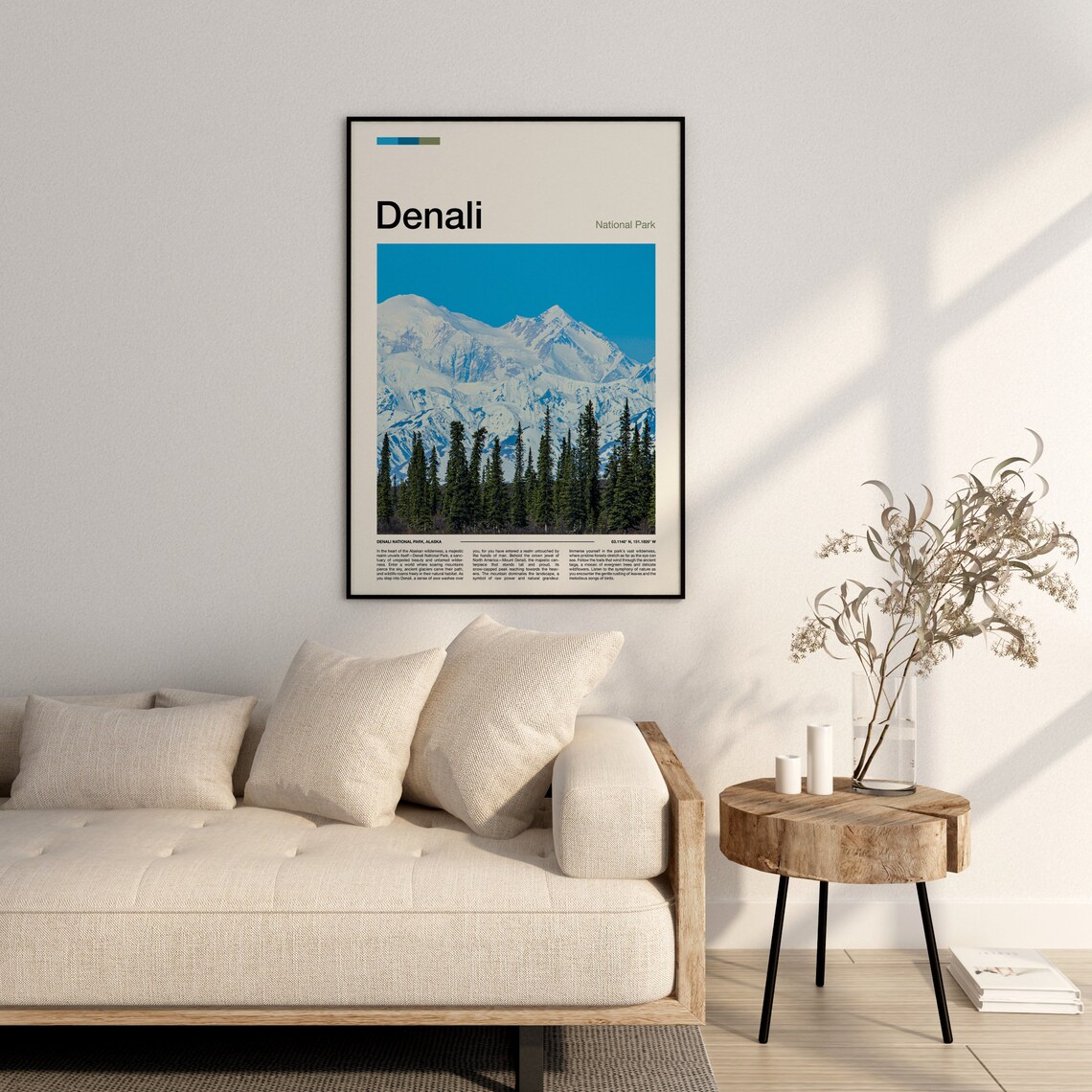 Denali National Park Alaska Snow Peak Pine Forest Travel Poster - Image 2