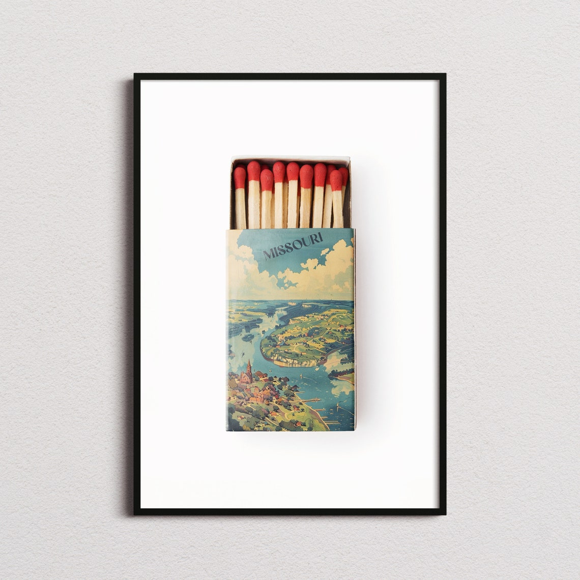 Vintage Missouri Matchbox Print Missouri Poster Missouri Wall Art Missouri Art Print Vintage Art Retro Art Vintage Poster