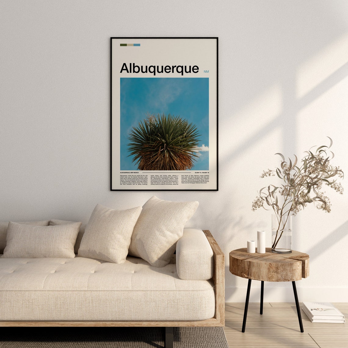 Albuquerque New Mexico Desert Yucca Plant Blue Sky Travel Poster - Image 3
