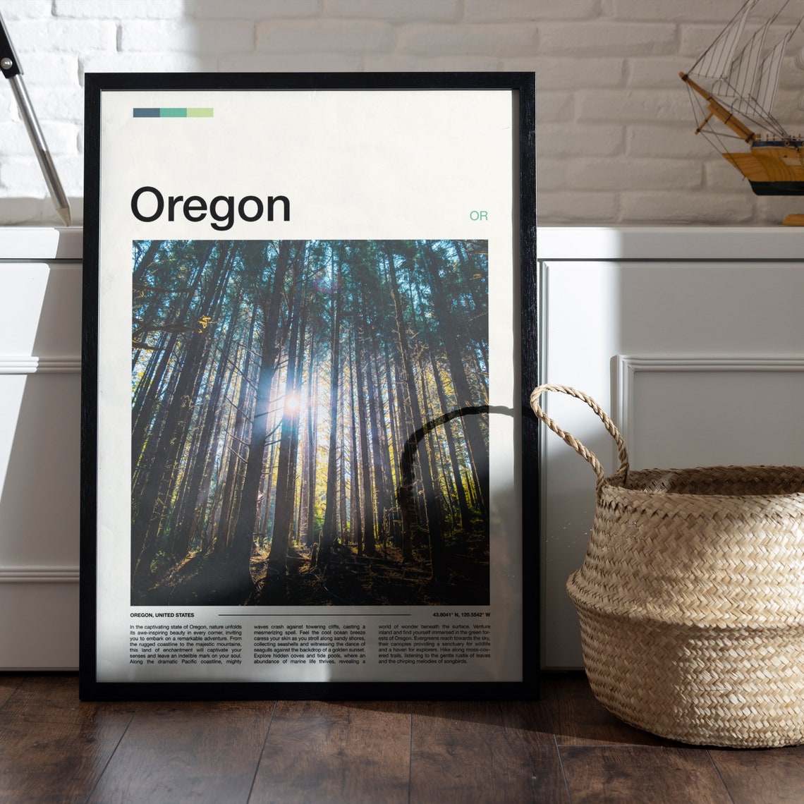 Oregon Evergreen Forest Sunlight Through Tall Pines Woods Poster - Image 5