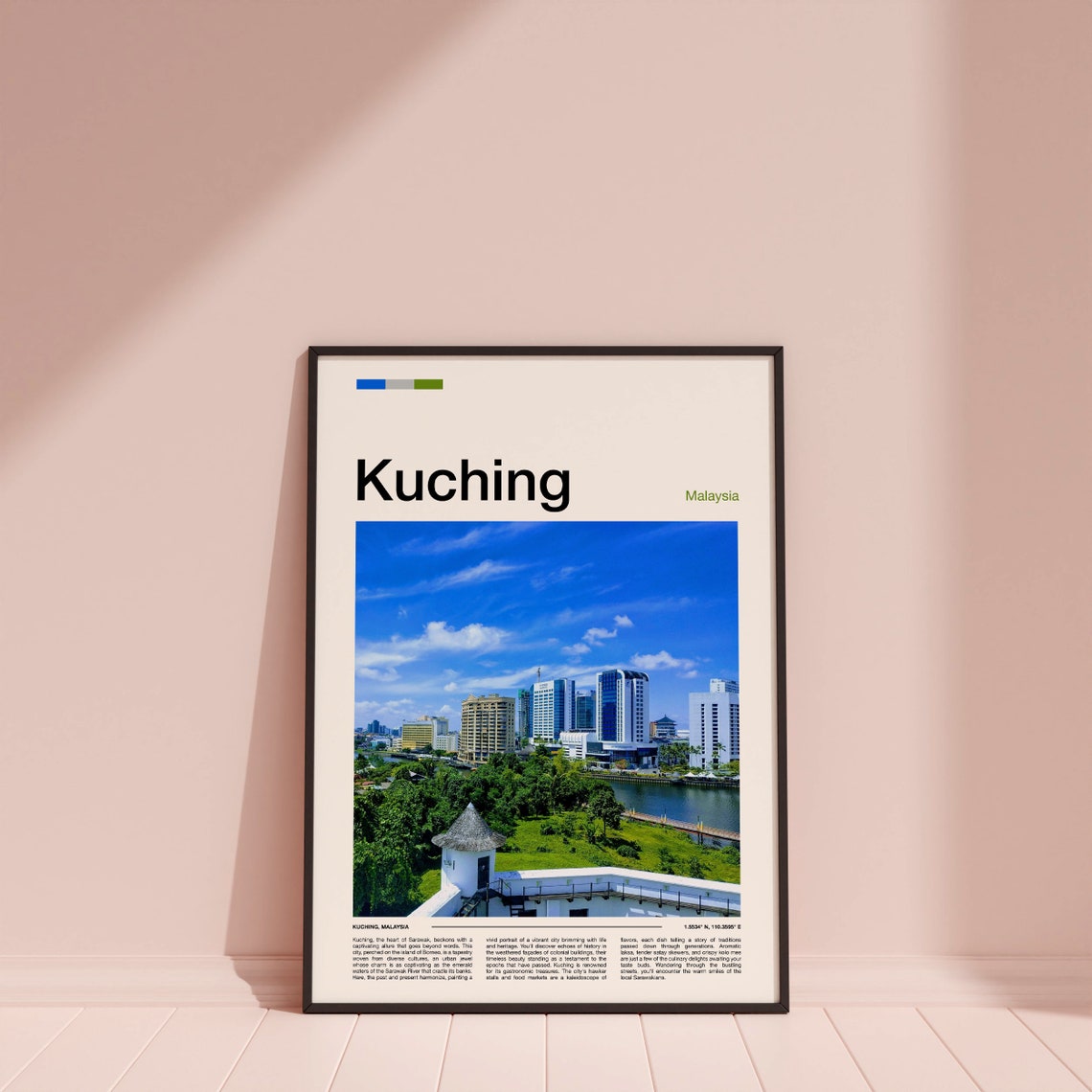 Kuching Malaysia City Skyline And Sarawak River Travel Poster - Image 4
