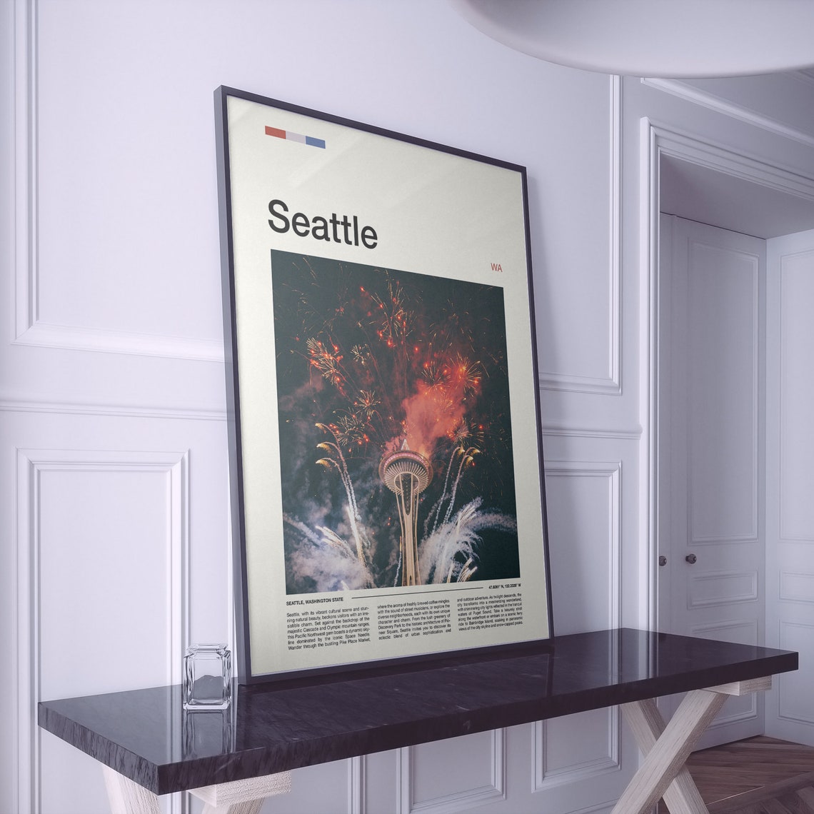 Seattle Space Needle Night Fireworks Celebration Scene Poster - Image 2
