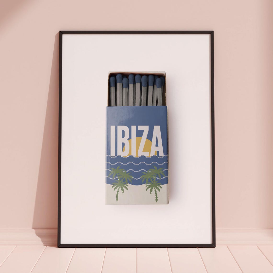 Ibiza Vintage Beach Matchbox Palm Sun Ocean Waves Retro Poster - Image 3