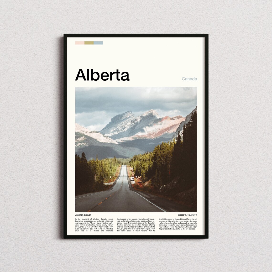 Alberta Canada Rocky Mountain Highway Canadian Rockies Travel Poster