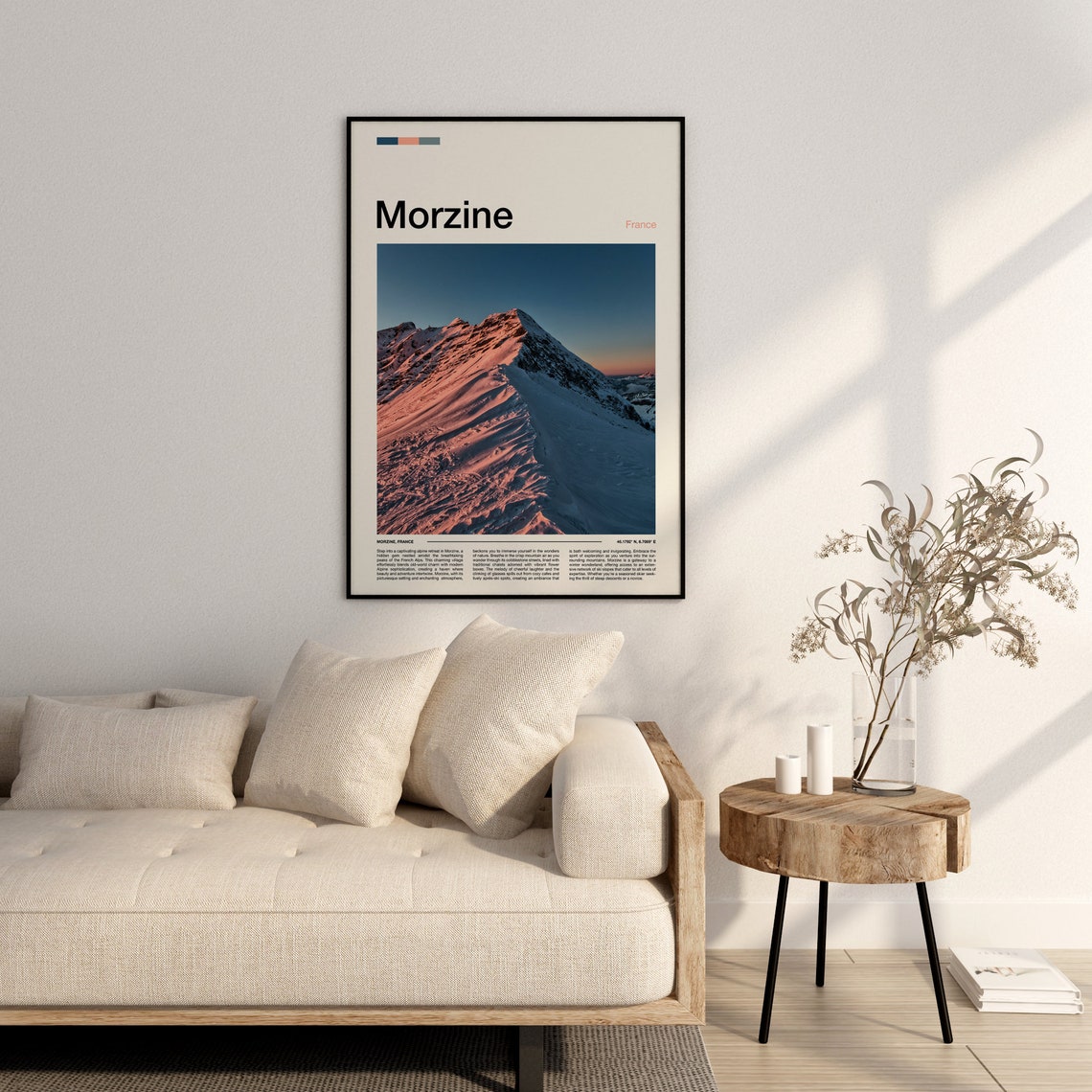Morzine France Pink Alpenglow Light Snowy Mountain Ridge Poster - Image 3