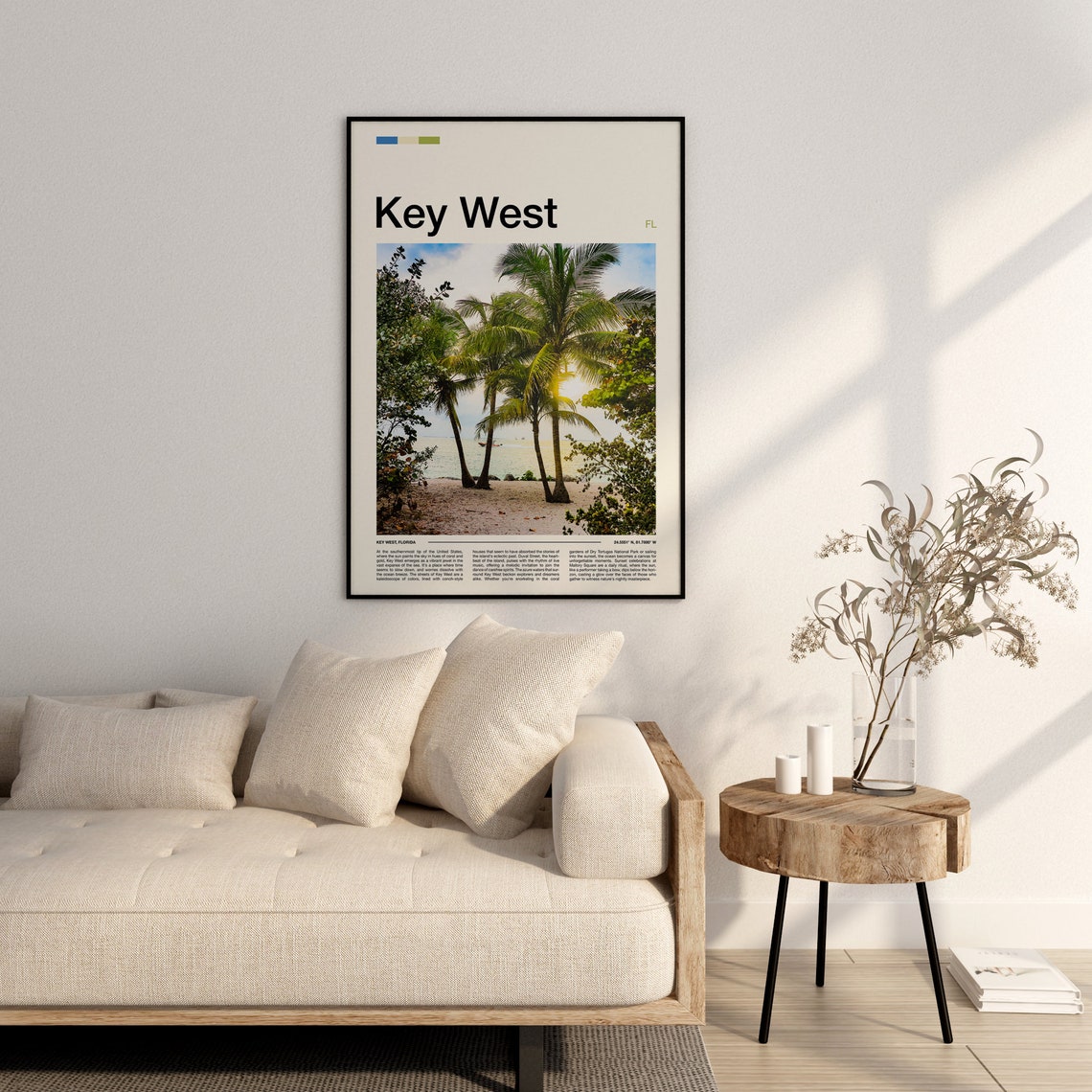 Key West Florida Palm Trees Beach Sunset Warm Golden View Poster - Image 3