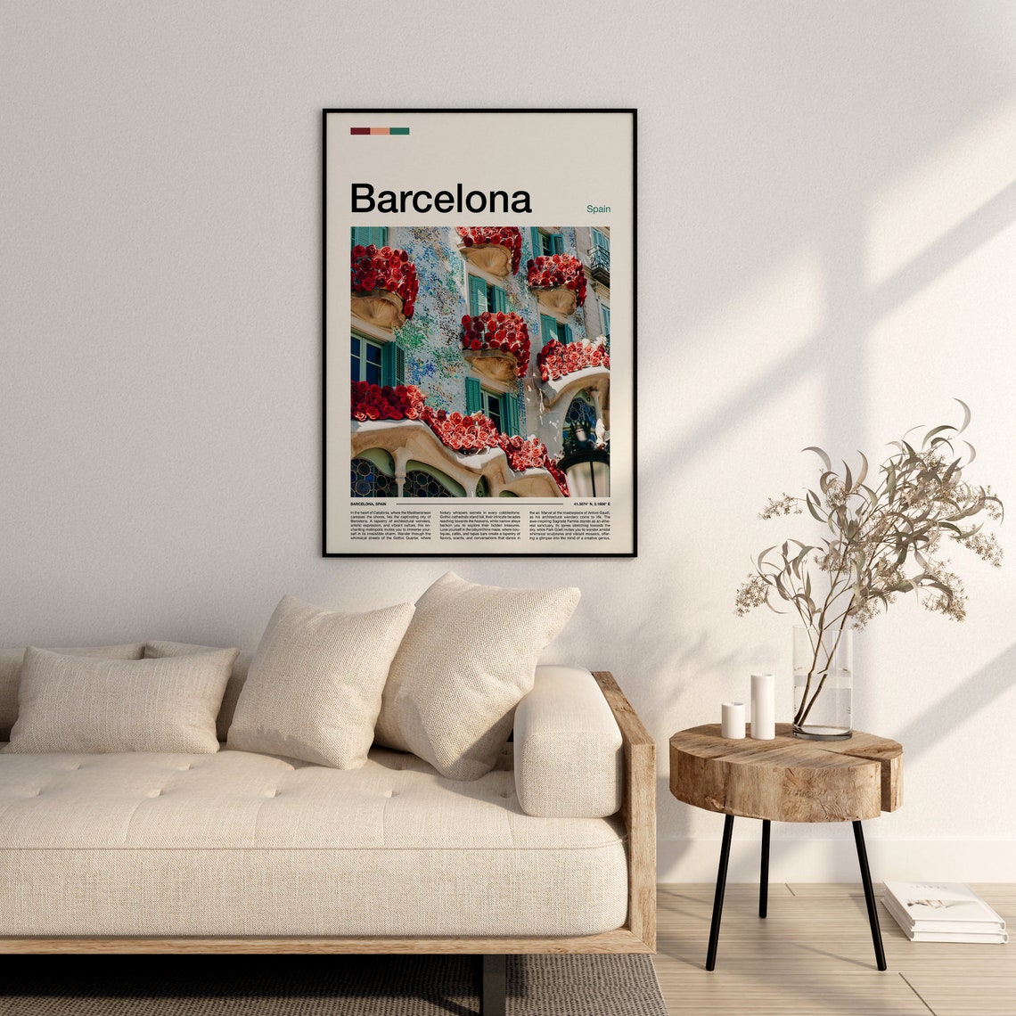 Barcelona Spain Casa Batllo Gaudi Facade Roses Travel Poster - Image 2