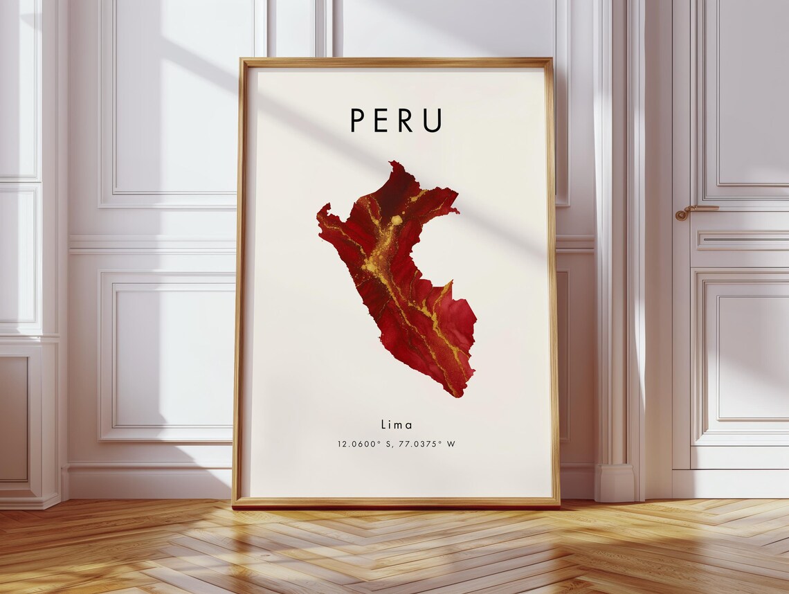 Peru Map Poster, South America Travel Print