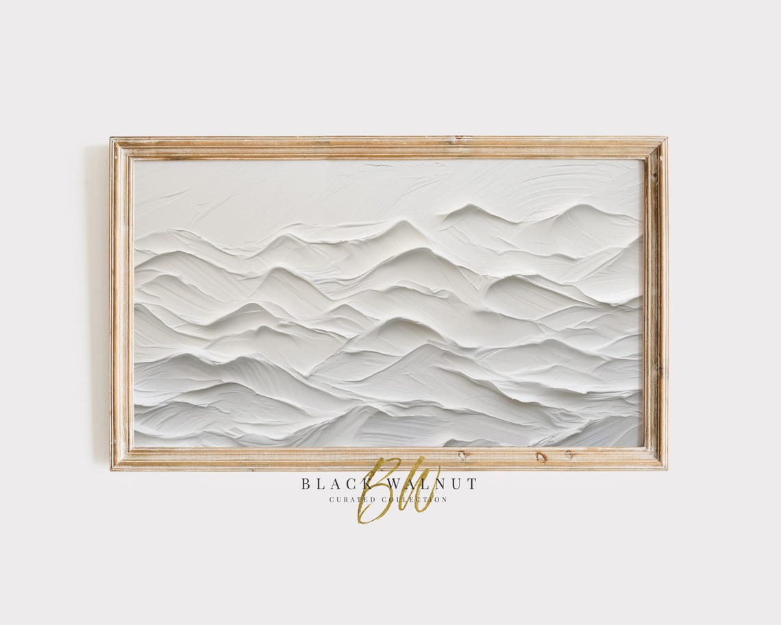 White Textured Plaster Waves Abstract Minimalist 3D Neutral Wall Art