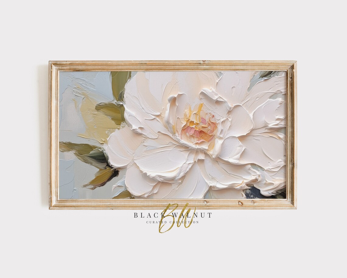 Abstract Flower Frame Art Print, White Wildflower Painting