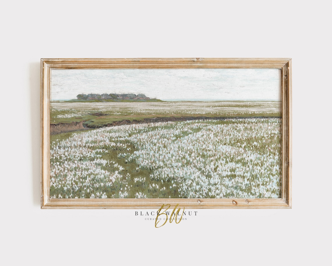 Vintage White Wildflower Field Antique Spring Meadow Art Poster