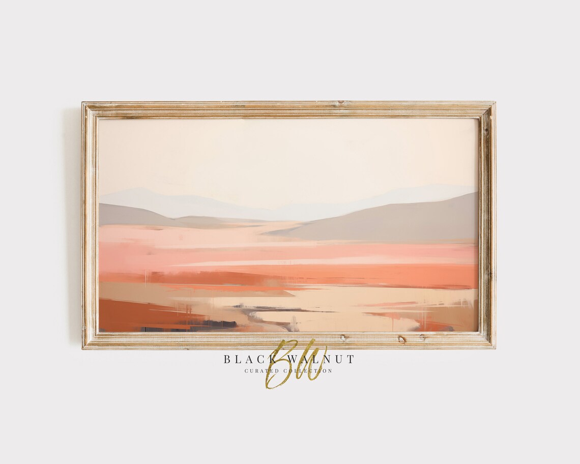 Boho Terracotta Abstract Landscape, Modern Rustic