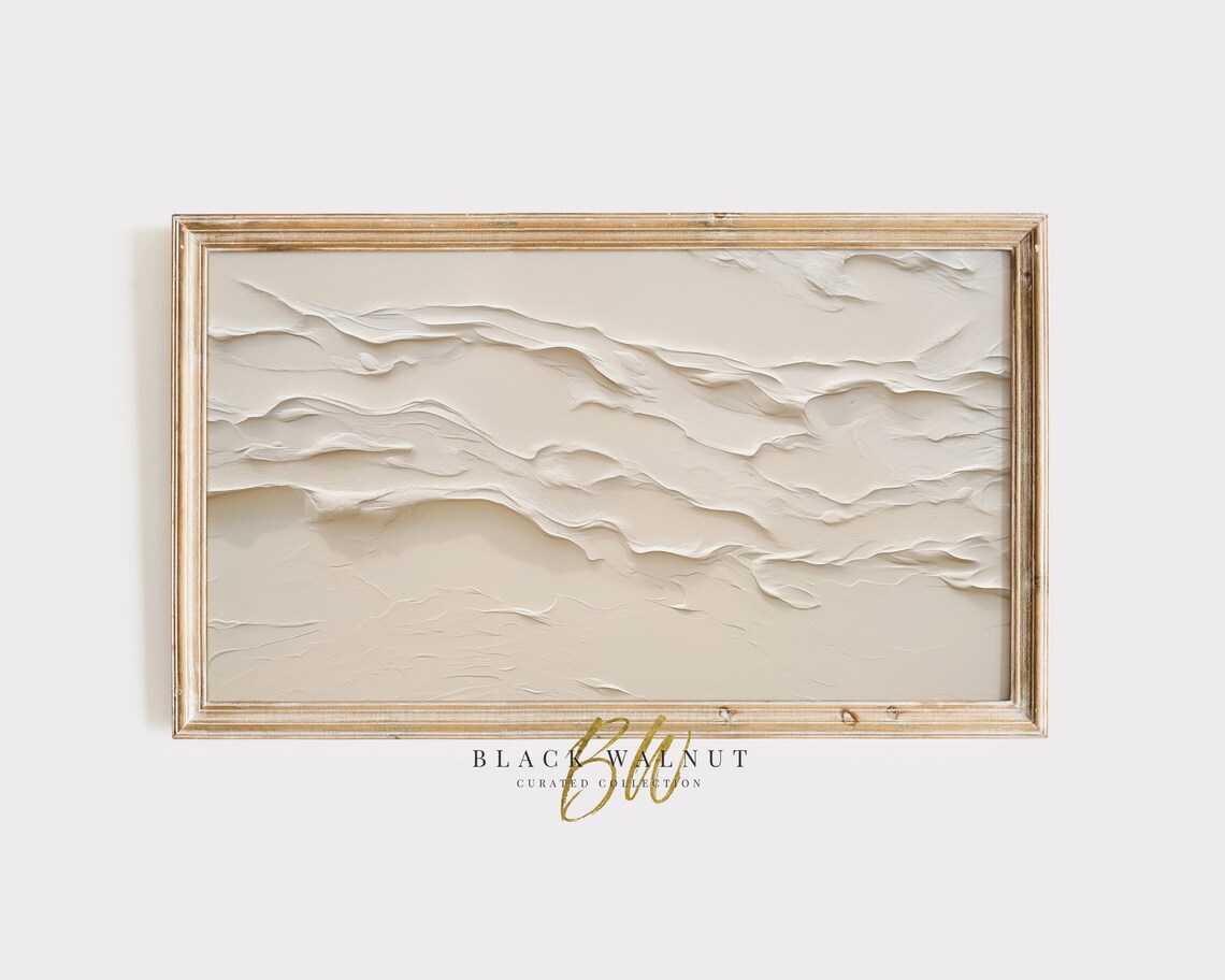 Neutral 3D Textured Beach Waves Abstract Coastal Beige Art Poster