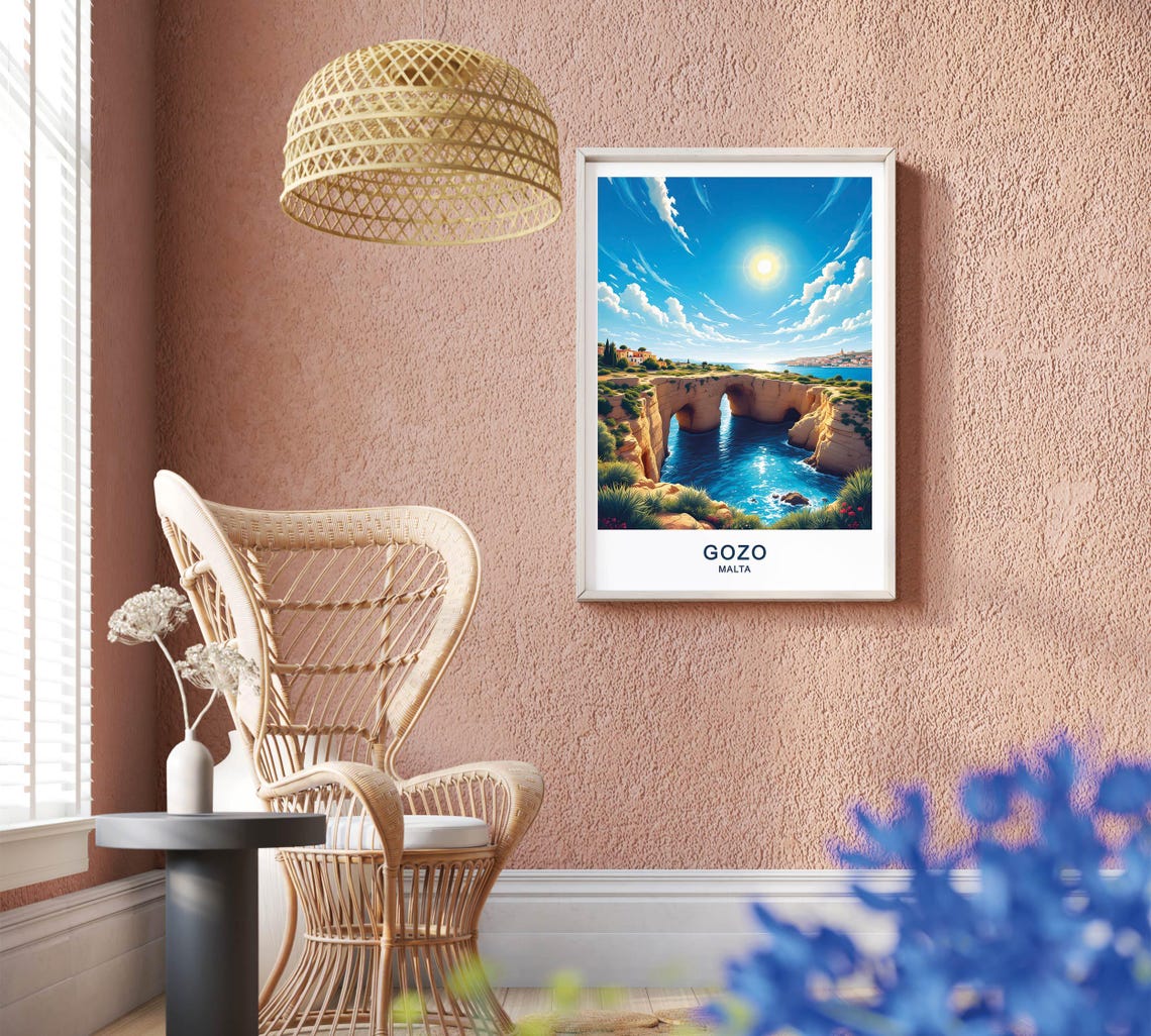 Gozo Malta Travel Poster Azure Window Remnants Scenic Coastlines And Tranquil Island Charm Wall Art - Image 2