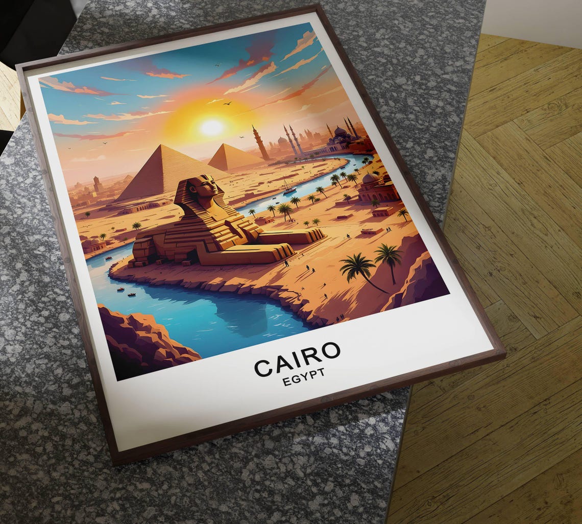 Cairo Egypt Travel Poster Pyramids Nile River And Ancient Wonders Wall Art Gift Poster - Image 4
