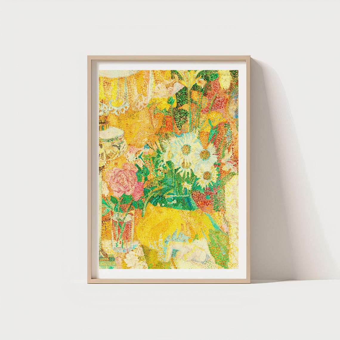 Colorful Pointillism Floral Bouquet Summer Wall Decor Art Print